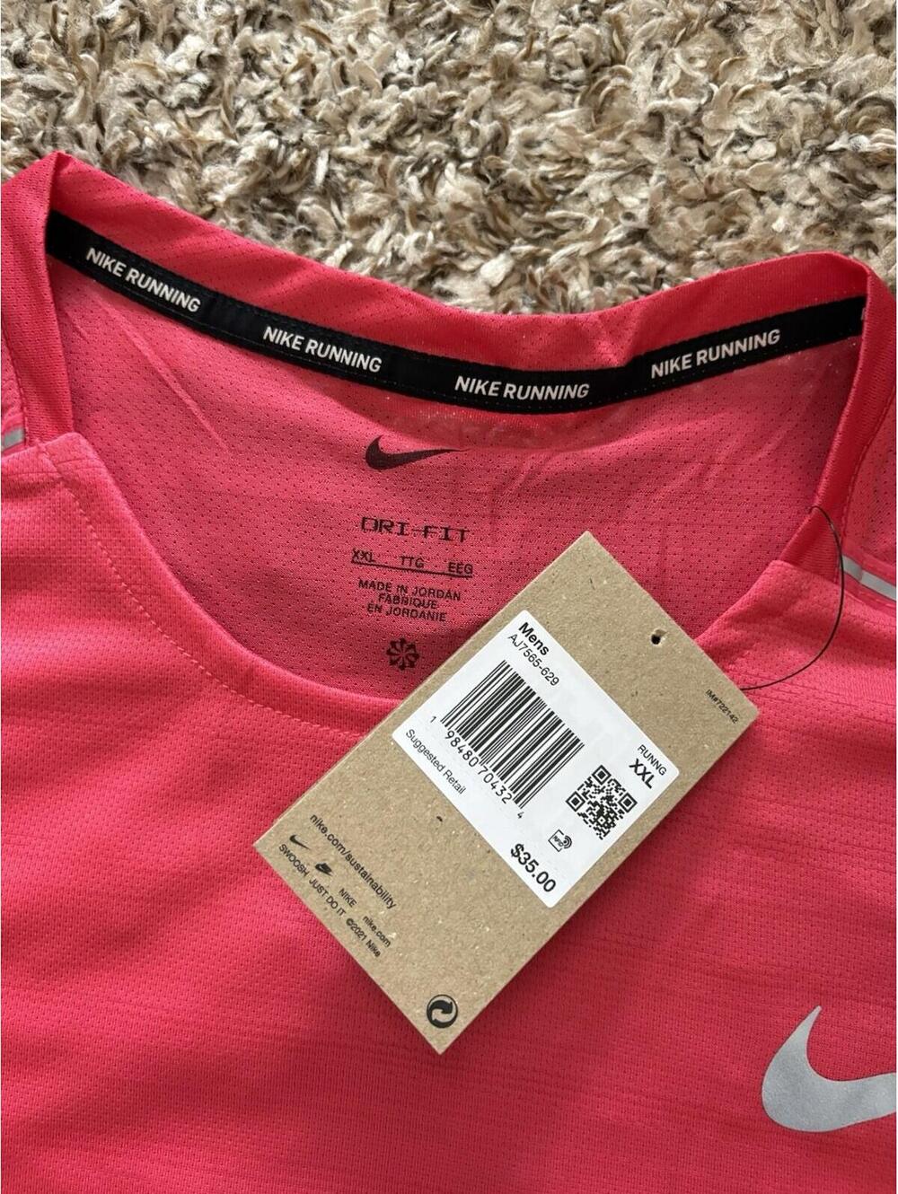 Nike Men's Dri-FIT Miler Short Sleeve Running Shirt 2XL Aster Pink AJ7565-629 - Picture 5 of 9